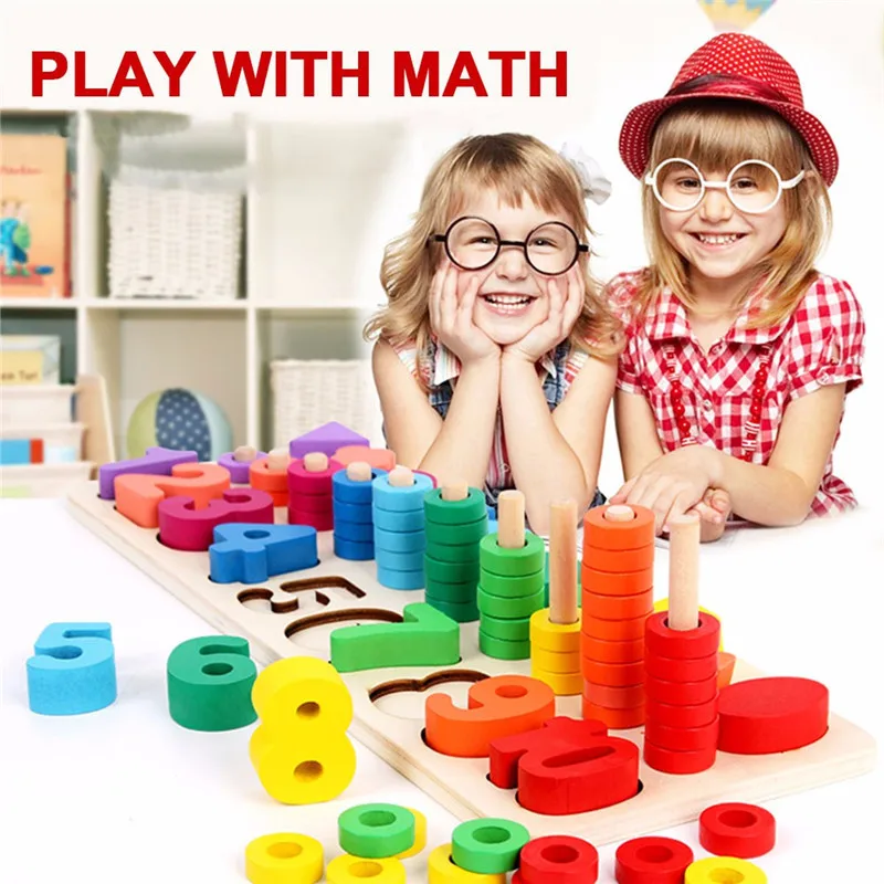 игрушки Детская деревянная материалы montessori учиться считать номера