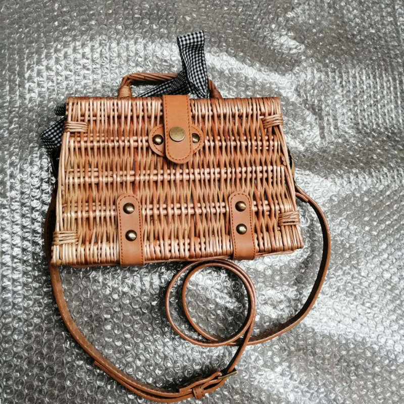 Летняя плетеная сумка на плечо с вышивкой Пляжная Сумка в богемном стиле круглая