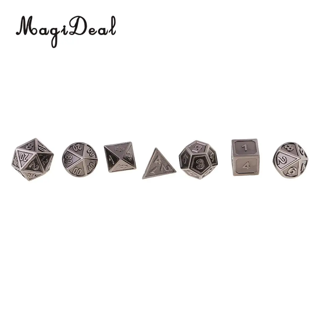 MagiDeal High Qaulity цинковый сплав мульти сторонний кубики 7 игральные кости набор для D &