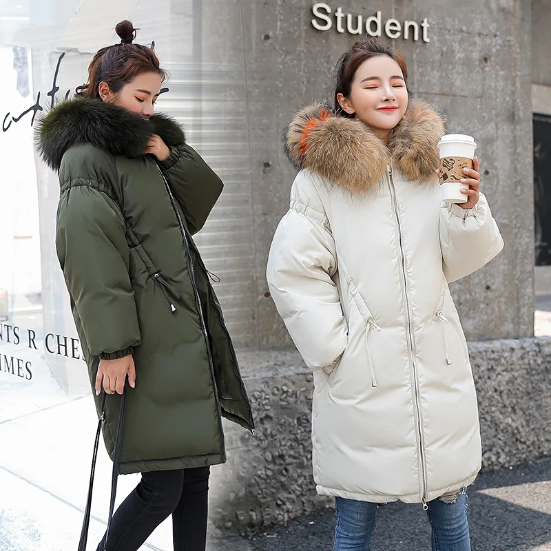 2019 Rushed Polyester Zipper High Waist Standard Winter Korean New Cotton-padded Clothes Long Self-cultivation Heavy Seta Code | Женская