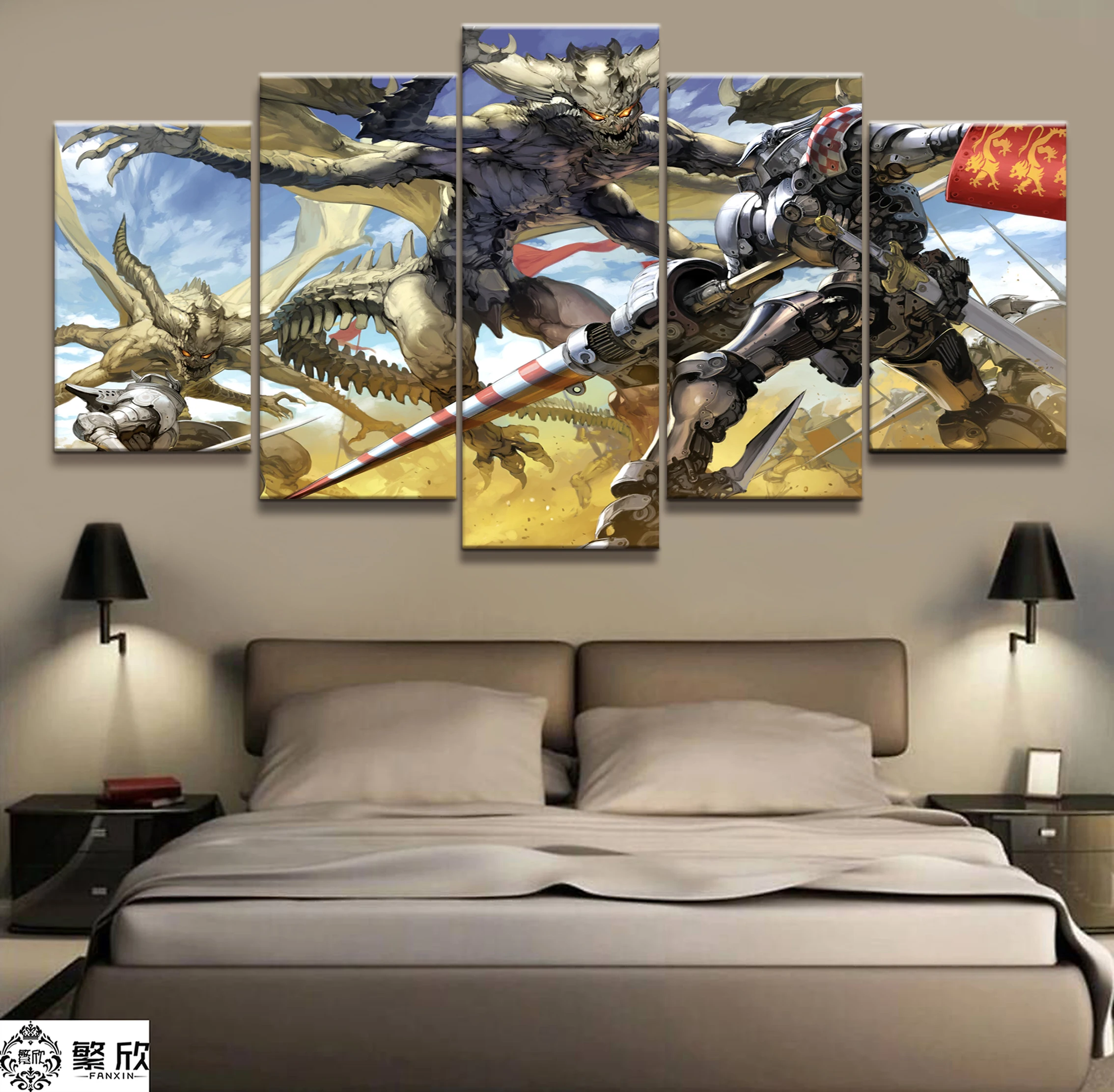 Gundam домашний декор модульный Холст Картина 5 шт. настенная художественная