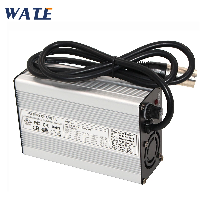 54.6V 3A Charger 13S 48V li-ion battery Charger Output DC 54.6V With cooling fan Free Shipping