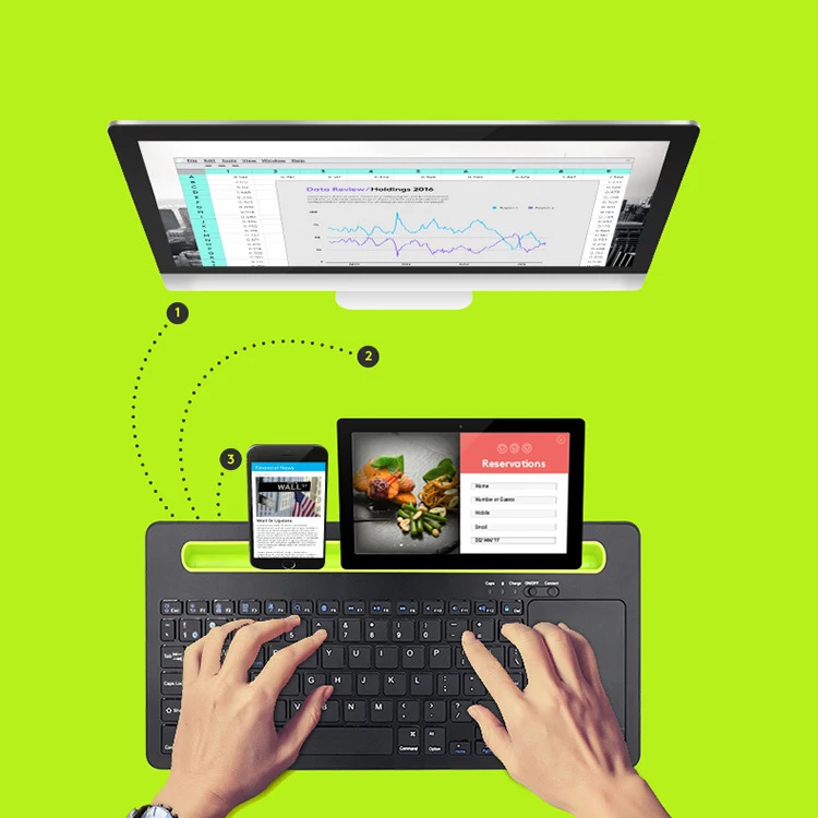 Многофункциональная Bluetooth беспроводная клавиатура 78 клавиш сенсорная для IOS Windows