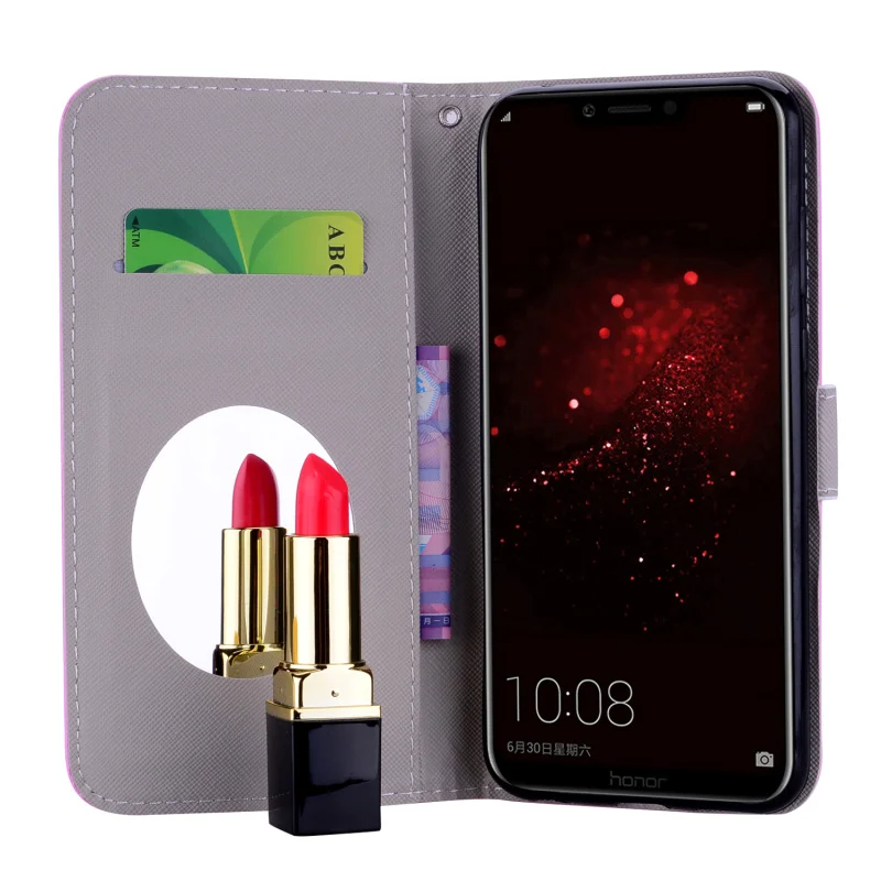 For Huawei Honor Play Case 6.3'' Unicorn Flip Wallet Leather Mirror Phone for Cover Fundas Accessories | Мобильные телефоны