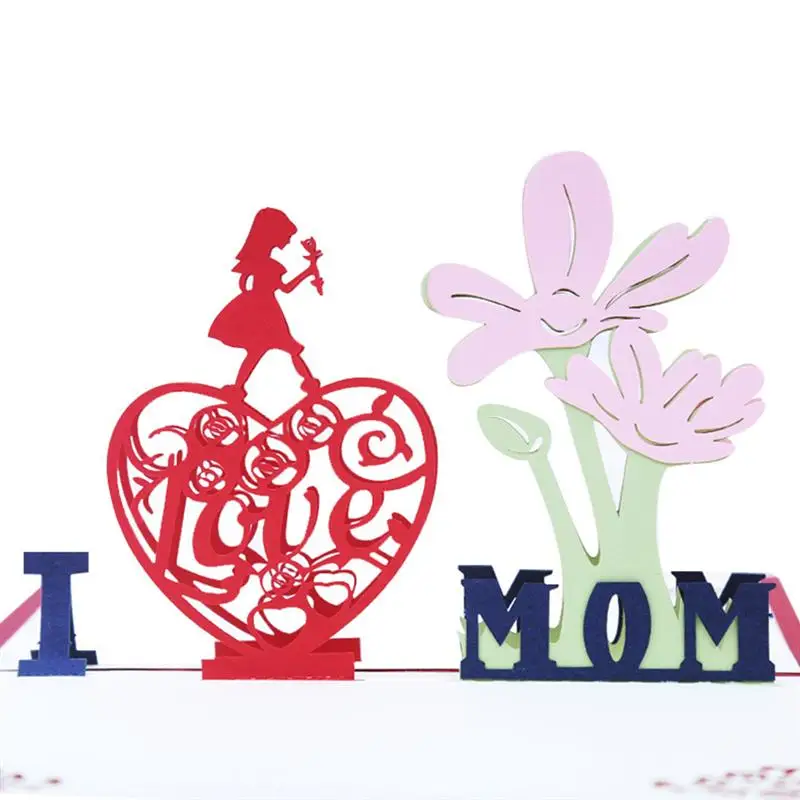 3D всплывающие поздравительные открытки I Love Mom бумага ручной работы ремесло