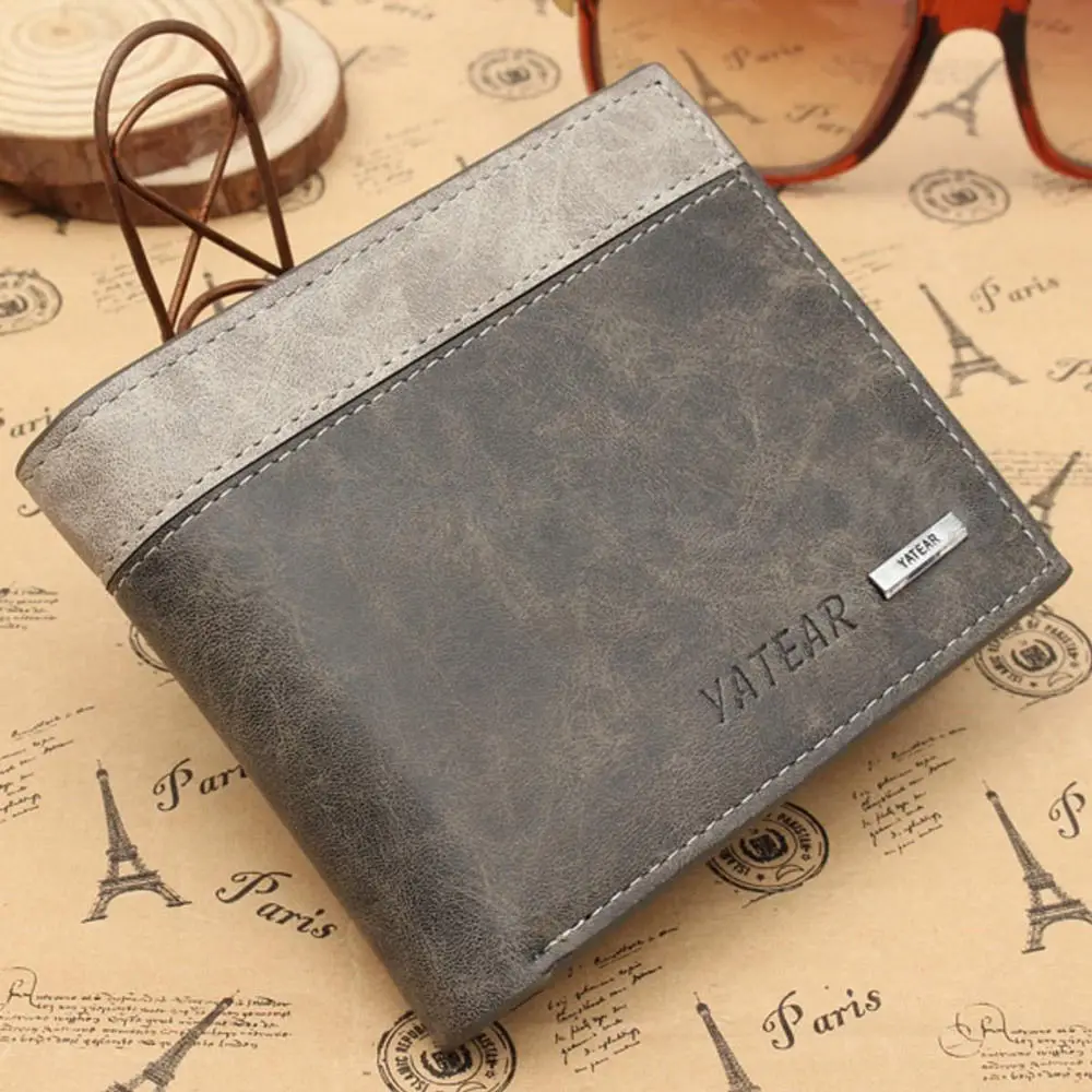 2018 New Style Hot Fashion Men's PU Leather Wallet Letter Pocket Patchwork Card Clutch Short Mini Wallets | Багаж и сумки