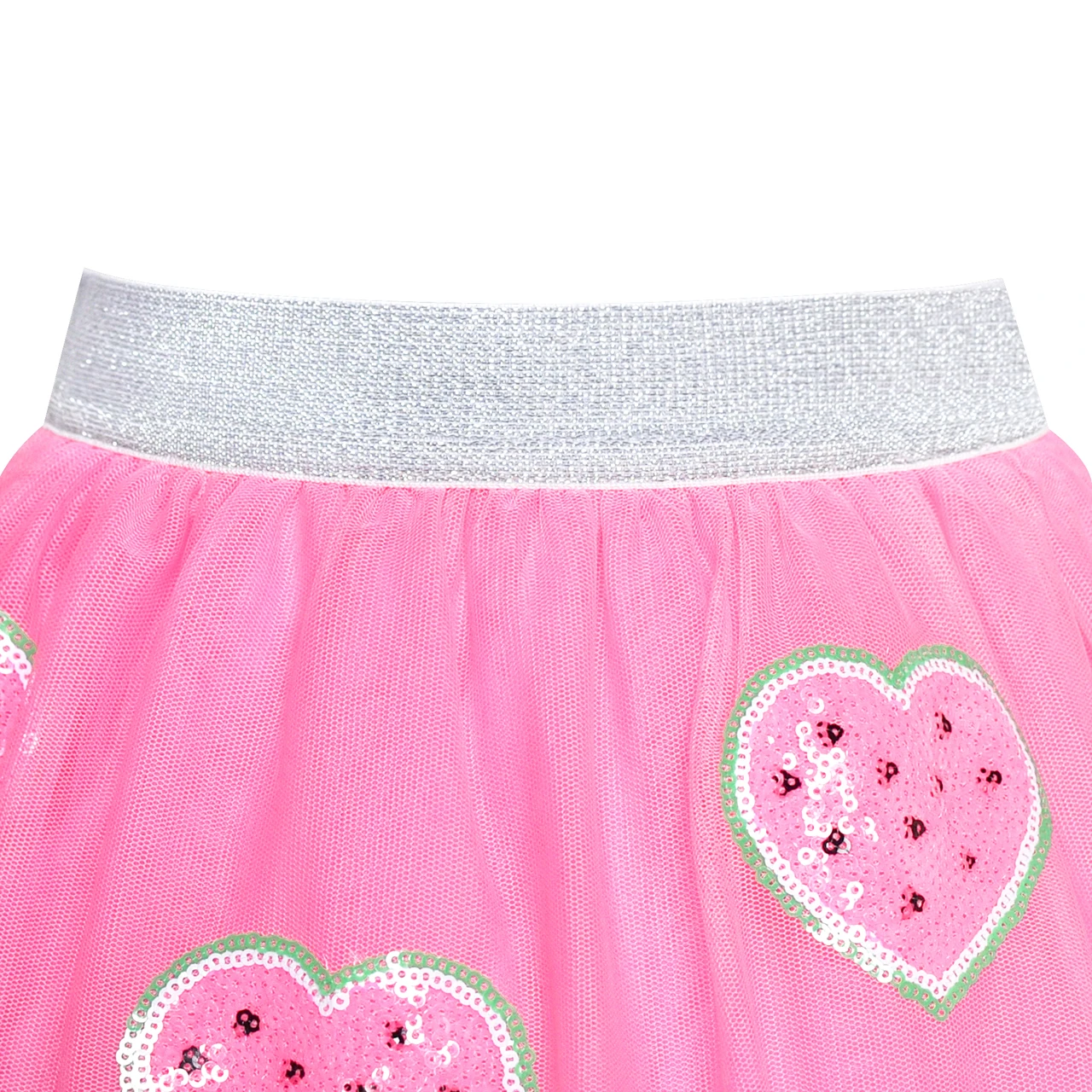 Sunny Fashion Солнечный Мода Девочки Юбка Розовый Сердце Блестки сверкающий Пачка На