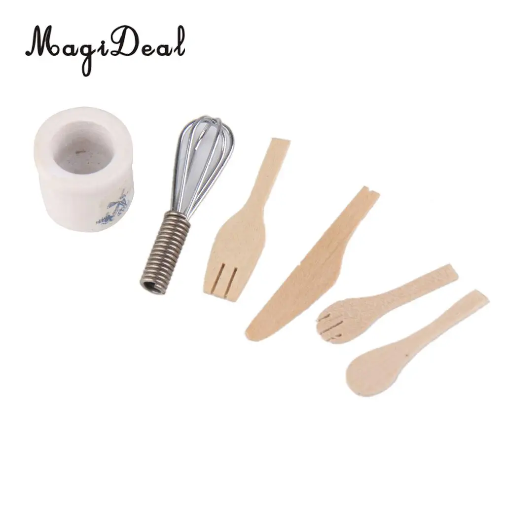 MagiDeal 1/12 кукольный домик миниатюрный деревянный набор посуды ложка для яиц