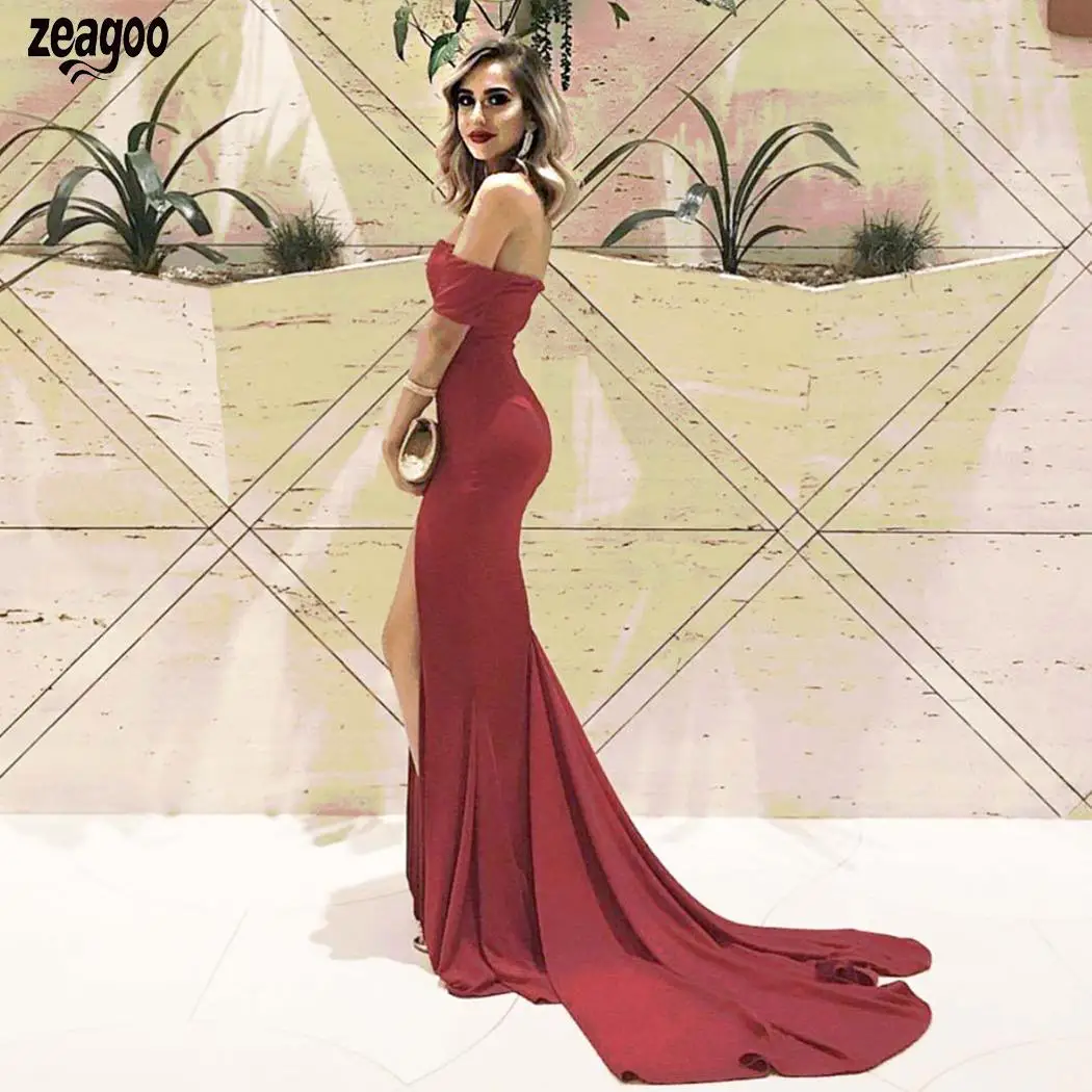 Женское платье с открытыми плечами zeagoo однотонное подружки невесты на все сезоны