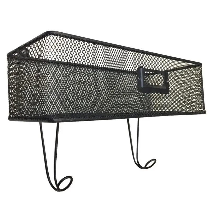 

Rustic Style Wall Mount Mail Storage Basket Household Indoor Wallet Phone Key Storage With 2 Key Storage Hooks 1 Label Holder