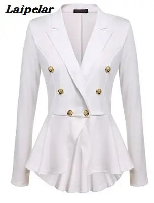 Best selling European and American new women's double row metal buckle long sleeve small blazer Laipelar