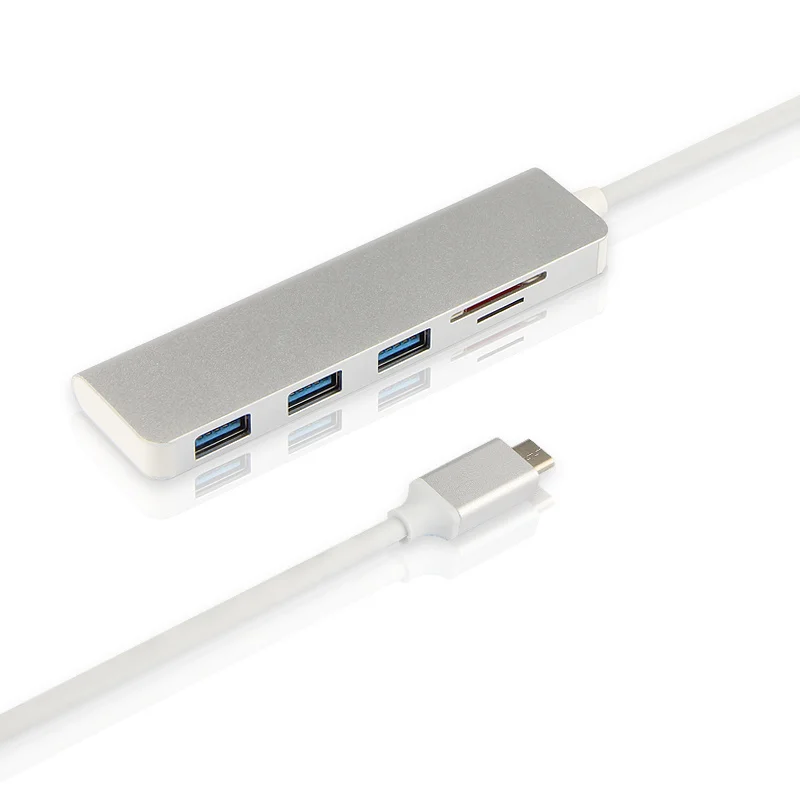 5-в-1 Type-C концентратор из алюминиевого сплава USB-C адаптер USB 3 0 порт SD/TF кардридер
