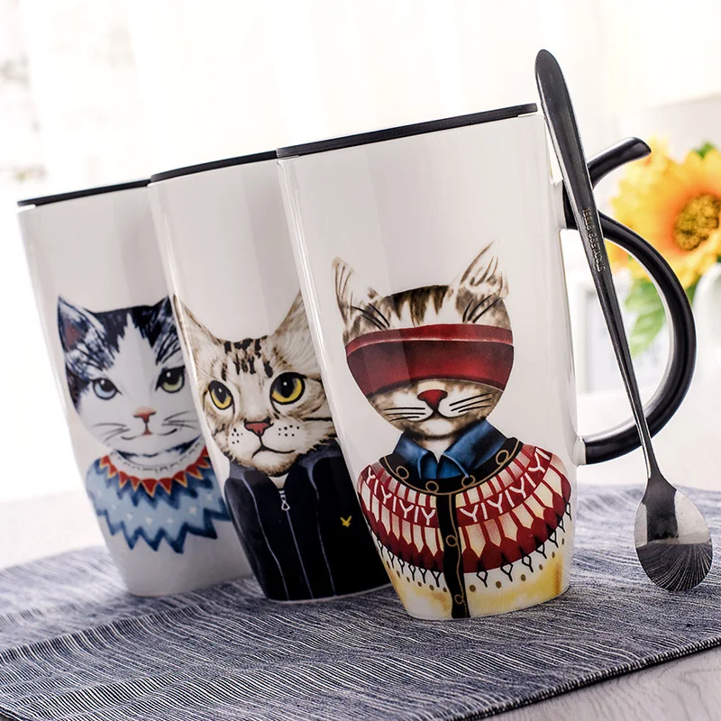Кружка для кофе с крышкой Cool Cat Ceramics кружки животным объемом 600 мл креативная
