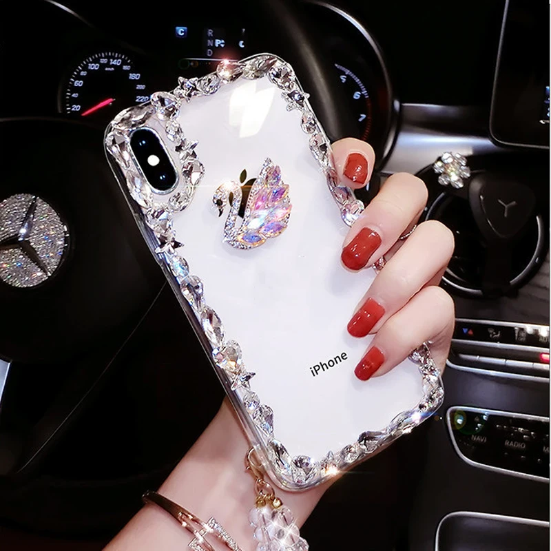 Блестящий прозрачный силиконовый чехол со стразами для Asus ROG Phone Zenfone 4 Max Plus ZC554KL