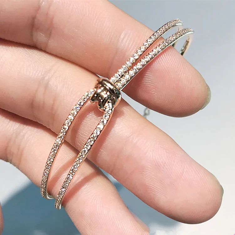 Женские трендовые браслеты манжеты Twist Together розовое золото модные для дам