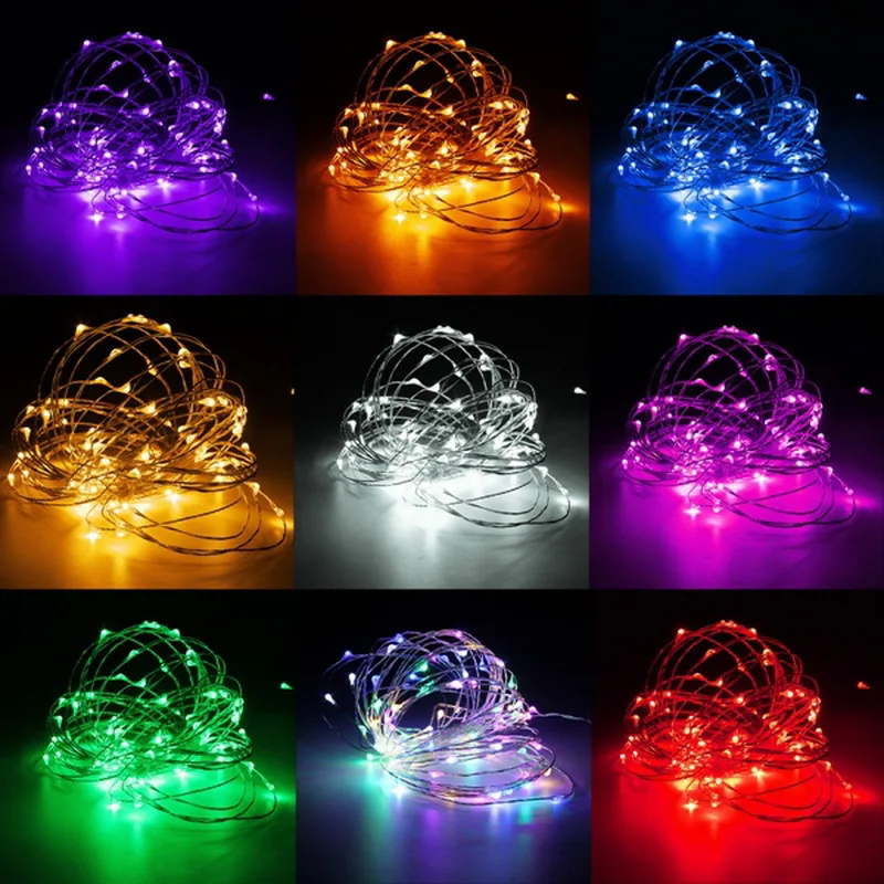 

16.4ft/5m 50 Led Battery Operated Silver Wire String Fairy Light Xmas + Remote Controller For Christmas Party Decor Multicolor