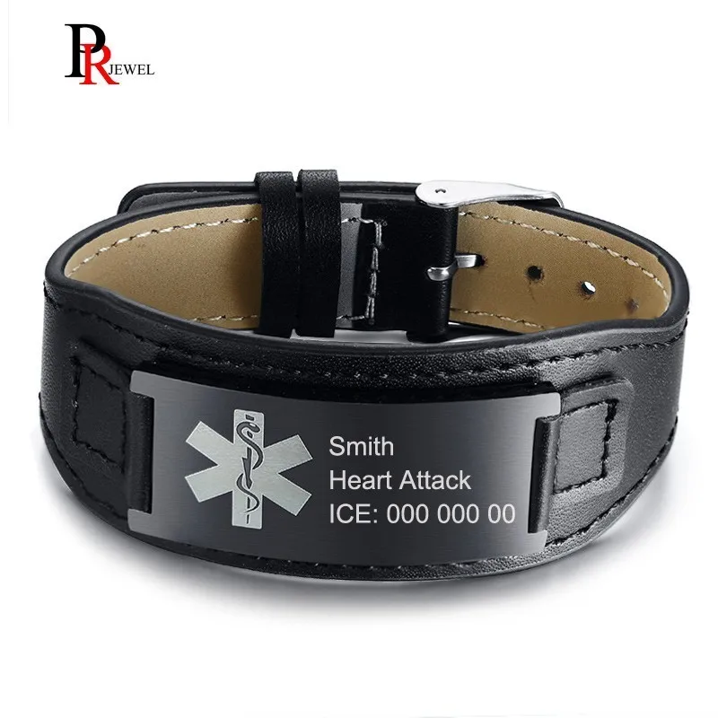 

Men's Women's Medical Alert ID Bracelets Free Custom Engraving Diabetes Disease Name ICE Info