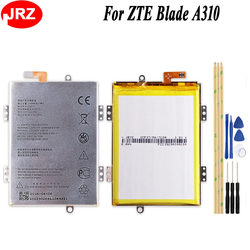 

JRZ ICP37/54/72SA For ZTE Blade A310 Phone Battery 2240mAh For ZTE Blade A310 Hight Capacity 3.8 V Replacement Batteries+Tools