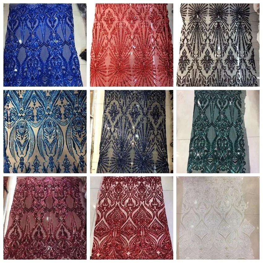 

High Quality Tulle Lace Grey Color African Lace Fabric With Sequins Embroidered African French Wedding Lace Fabric For 5yards