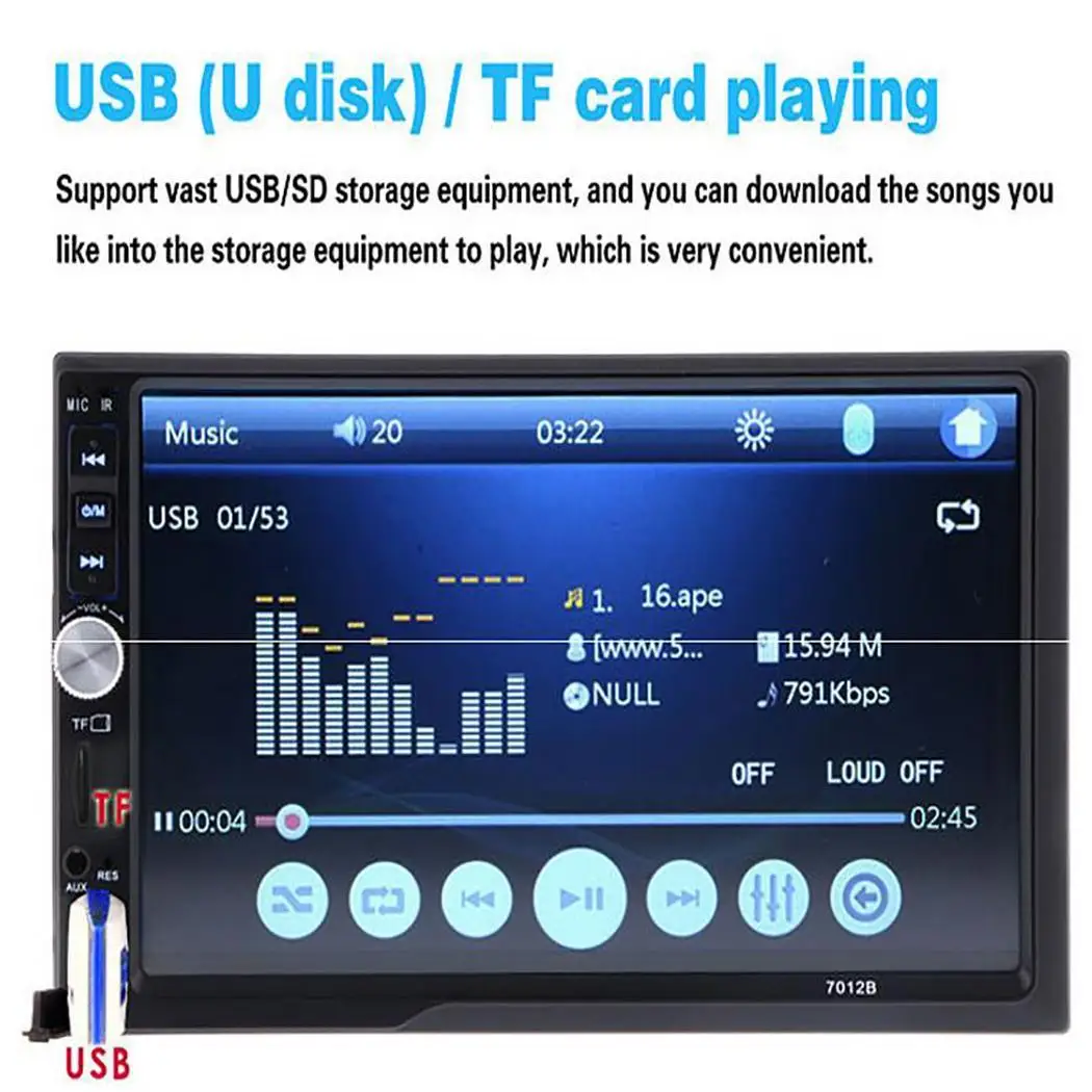 7 дюймов 2 Din автомобильное радио Bluetooth Авто Стерео MP5 плеер сенсорный экран TF USB FM