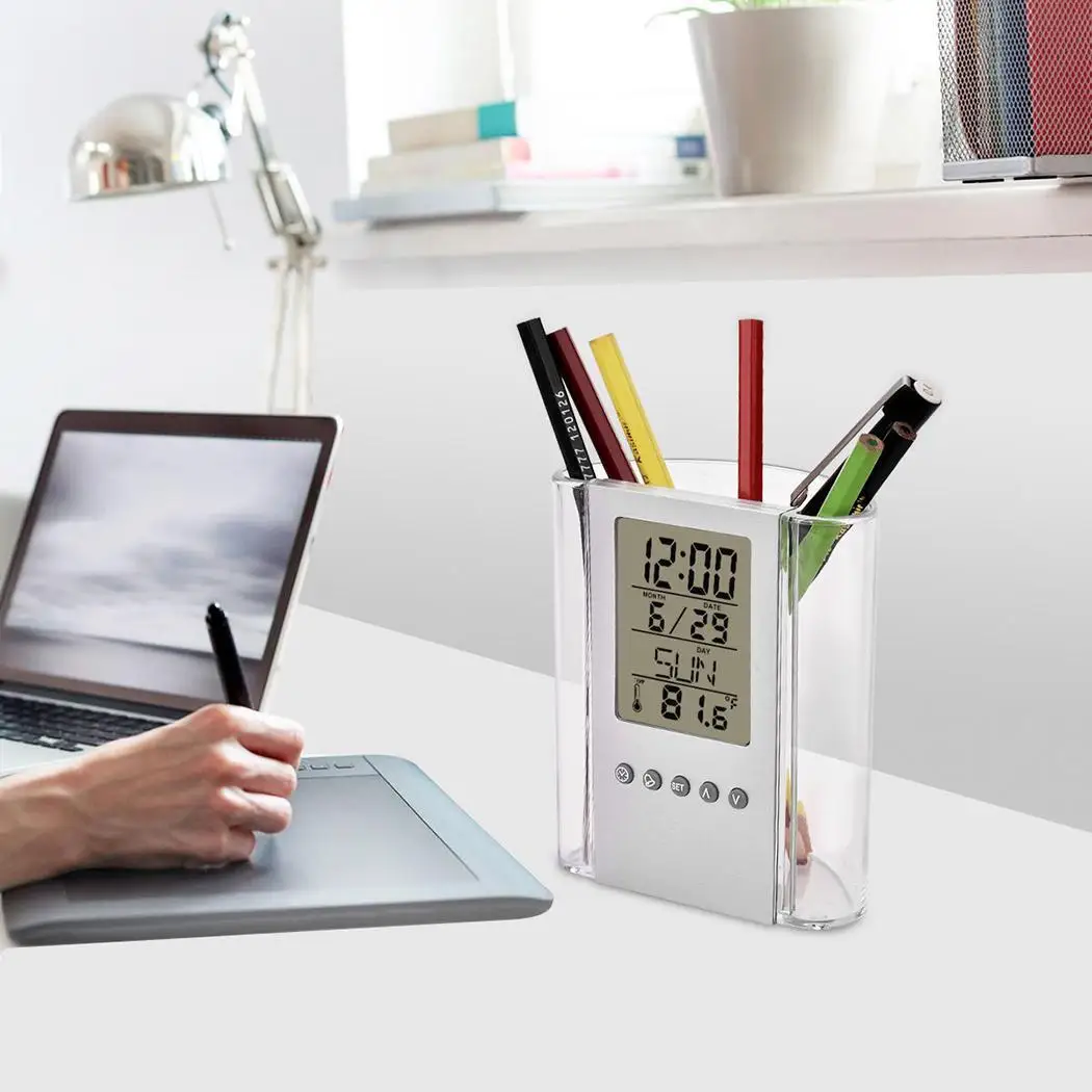 Multi function Прозрачный Электронный будильник с подсветкой держатель для офисной