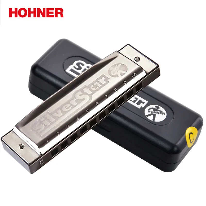 

Hohner 10 Hole Harmonica International Silver Star Diatonic Harp, Blues Harmonica Key C Bb Blues Jazz Band Music Instrument