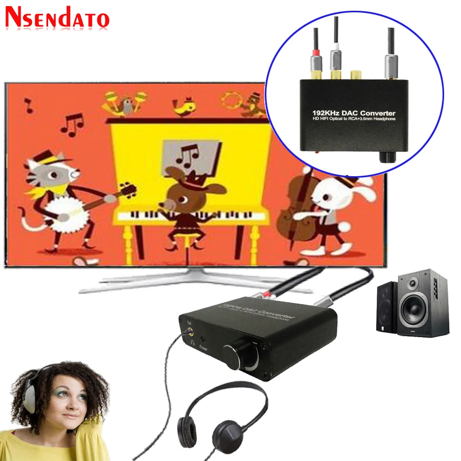 192 кГц DAC 5.1CH аудио декодер конвертер адаптер для Dolby DTS AC3 до 2.0CH оптический
