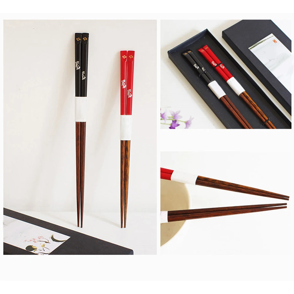 2 Pair Non Slip Couple Japanese Nature Utensil Gift Box Kitchen Home Chopsticks Set Ironwood Heat-Resistant Travel Eco Friendly | Дом и сад