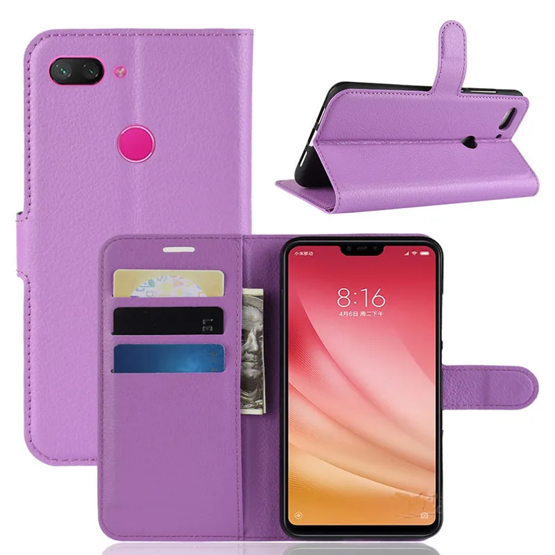 Силиконовый чехол на заднюю панель Xiaomi mi 8 Lite из искусственной кожи флип для