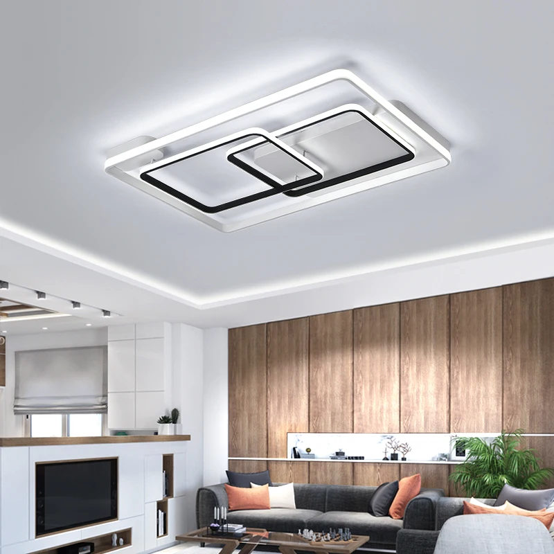 DAR Square Ceiling Lamp Modern Led Acrylic Shade Living Room Fixture Bedroom Kitchen Surface Mounted Aluminum Body Light | Освещение