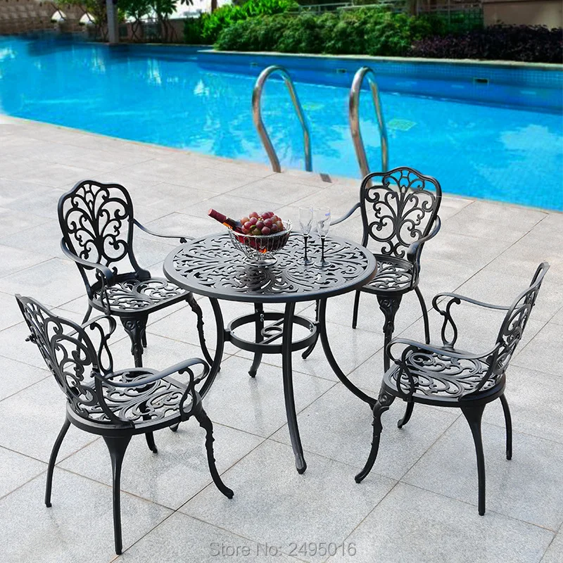 Set-5pcs патио мебель обеденный комплект садовый стул и стол цельнолитой Алюминий