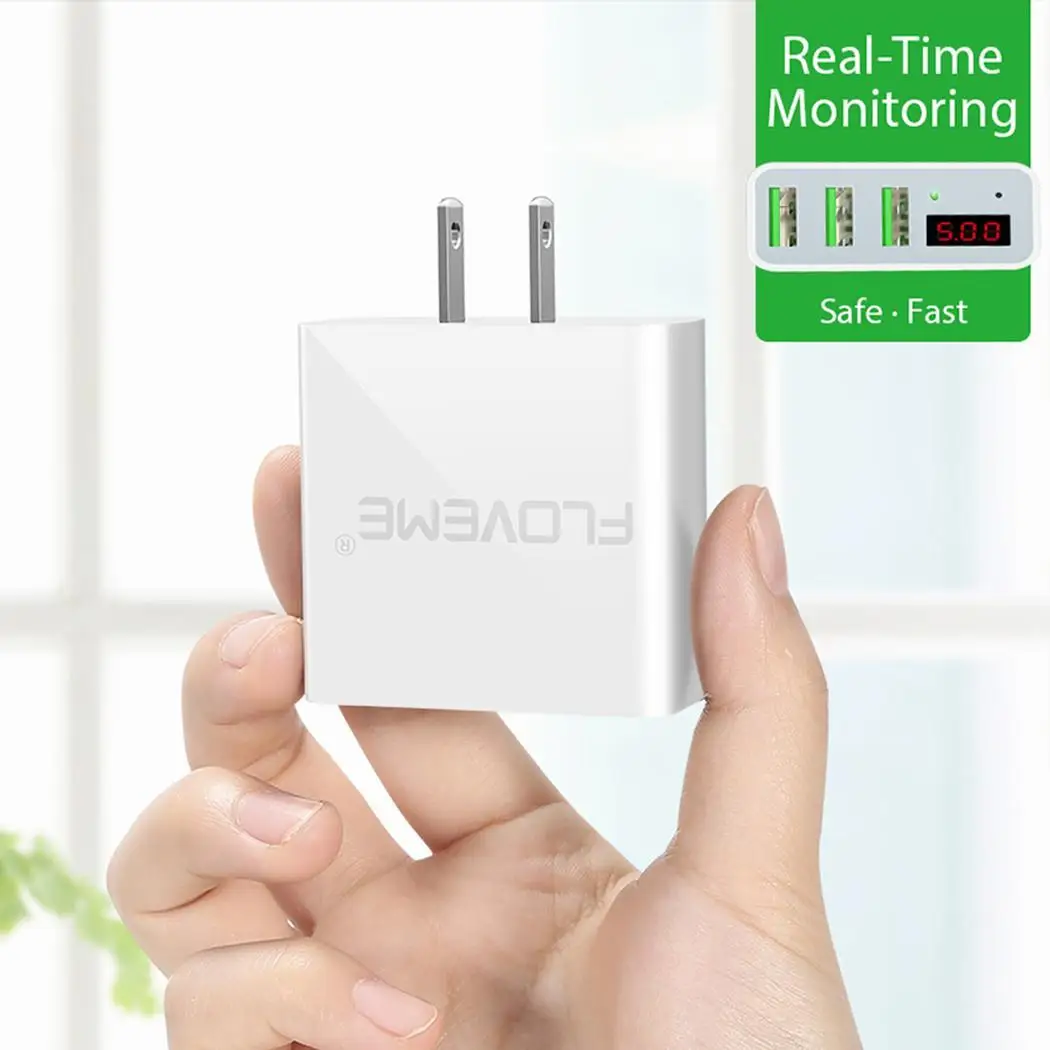 3 порта USB Smart Digital LED 5V Дисплей 220V быстрая зарядка дисплей общее зарядное