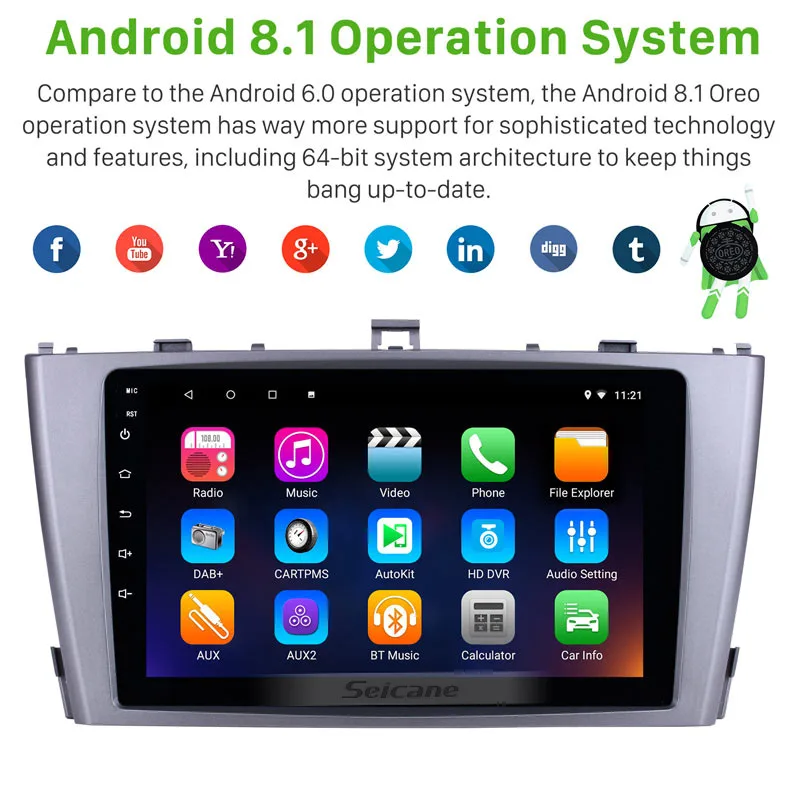 Seicane 2Din GPS Android 8 1 навигация 9 &quotАвтомобильный мультимедийный плеер для Toyota AVENSIS 2009