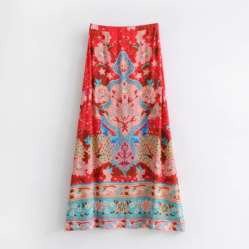 Летняя Макси юбка с цветочным принтом Женская Длинная пляжная в стиле бохо| |