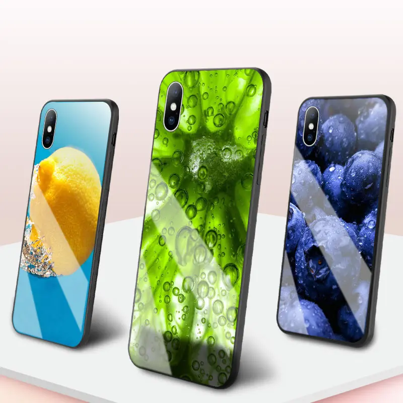 Orange Glass Shell for Iphone XS MAX XR X Fruit Series Tempered Case 8 7 6 6S Plus Protect Cover Funda Capa |