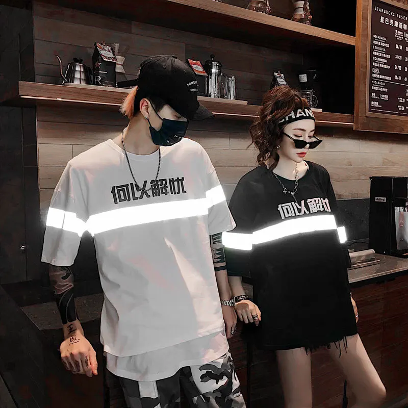 Мужская свободная хлопковая Повседневная футболка в Корейском стиле Super Fire Harajuku
