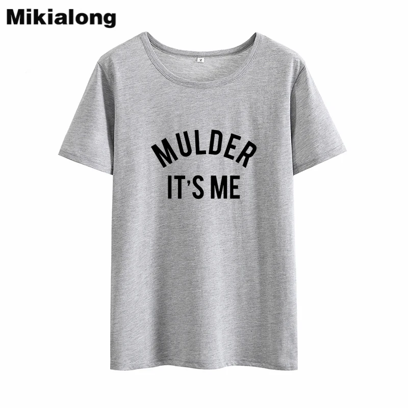 

Футболка Mikialong Mulder It's Me в стиле Харадзюку, женская летняя хлопковая футболка черного и белого цвета, женская футболка Tumblr, 2018