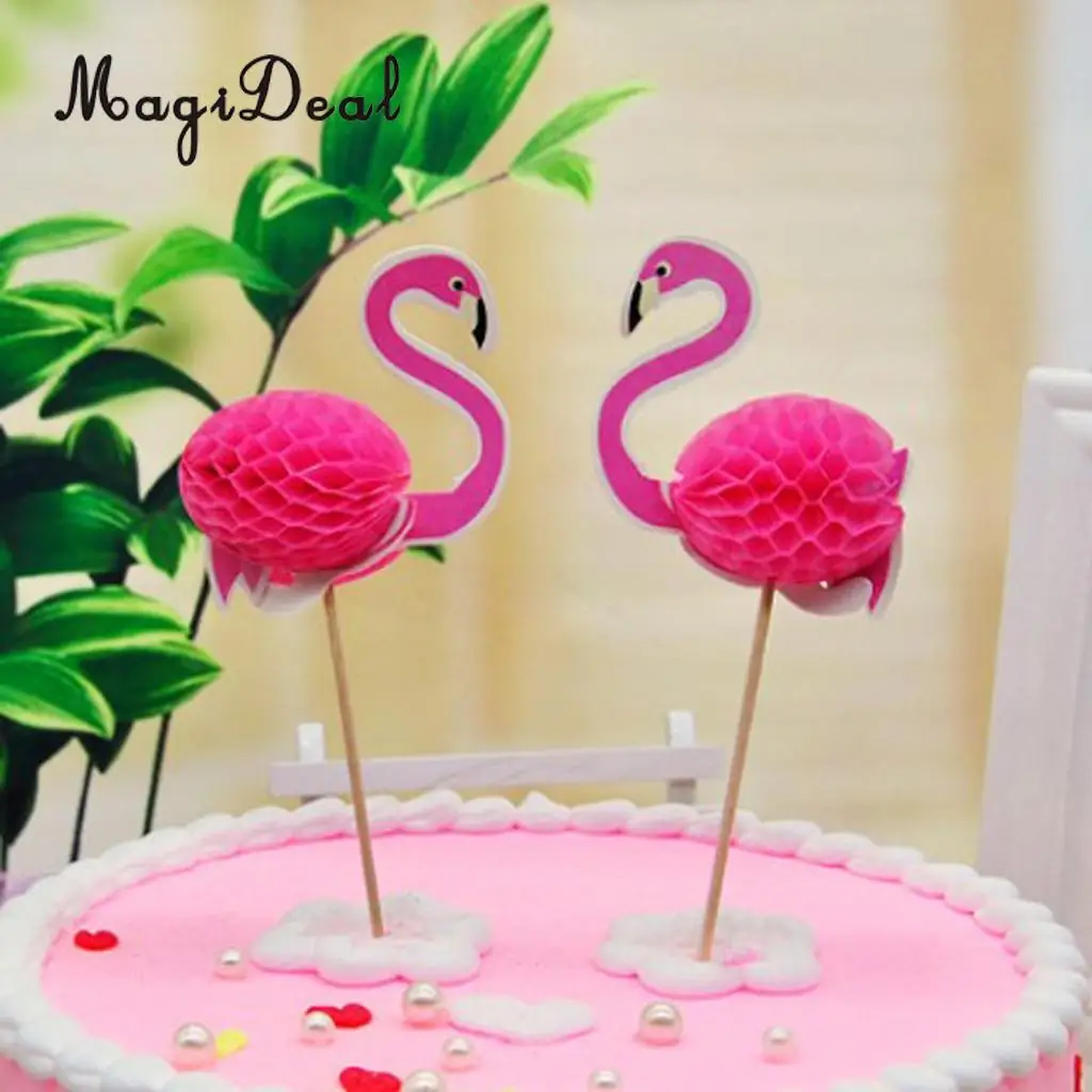 12 упаковок 3D Фламинго кексы вечерние принадлежности Toppers Еда Выбирает Коктейль