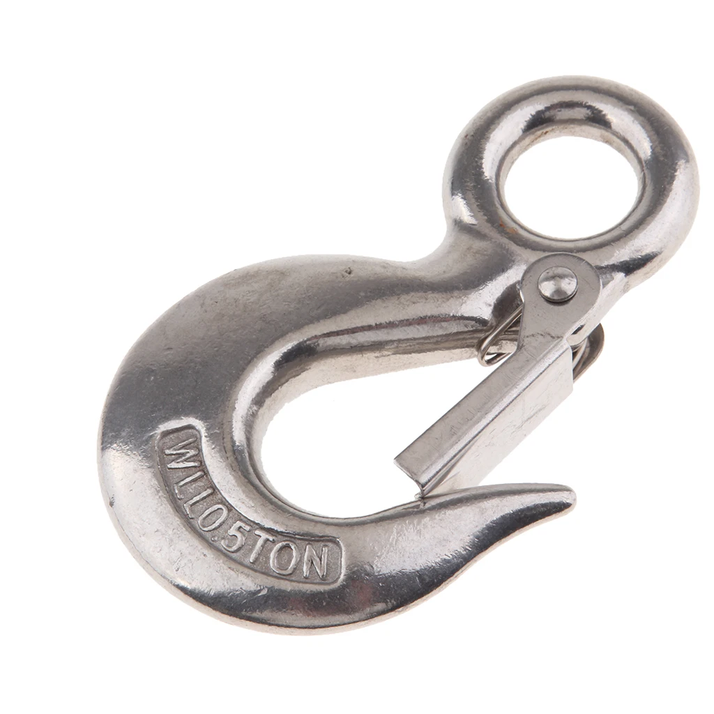 Marine Stainless Steel Clevis Hook Spring Loaded Safety Latch Universal for Winch Cable Tow Crane Lift | Автомобили и мотоциклы