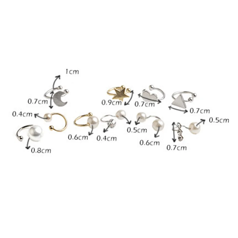 1 шт. новые маленькие золотые серебряные медные серьги клипсы с Луной клевером