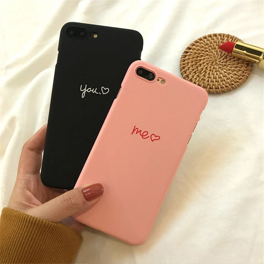 Розовый черный с надписью You Love Heart shape Lovers жесткий чехол для телефона Fundas Coque Iphone 6 S