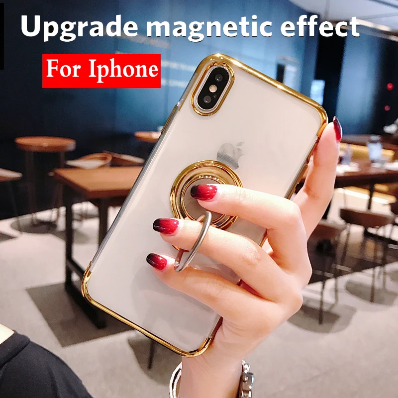 Роскошная подставка с магнитным кольцом чехол для Iphone 6 6S 7 8 Plus полный Чехол X XS MAX XR
