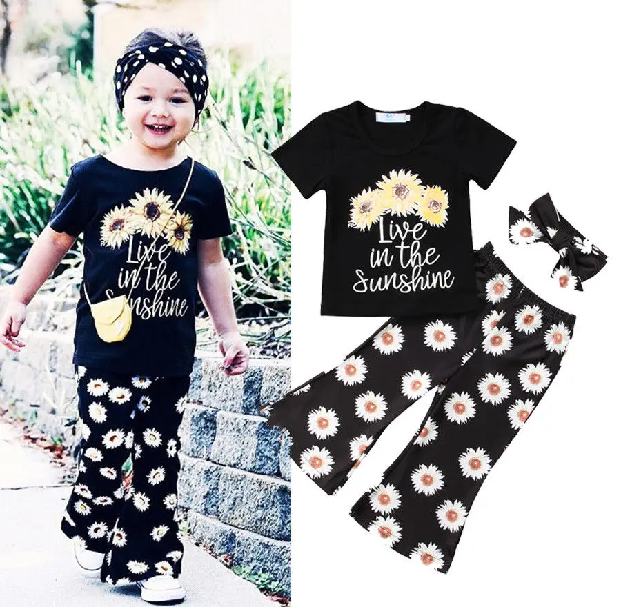 Новинка 2019 модные топы с цветочным принтом для маленьких девочек футболка