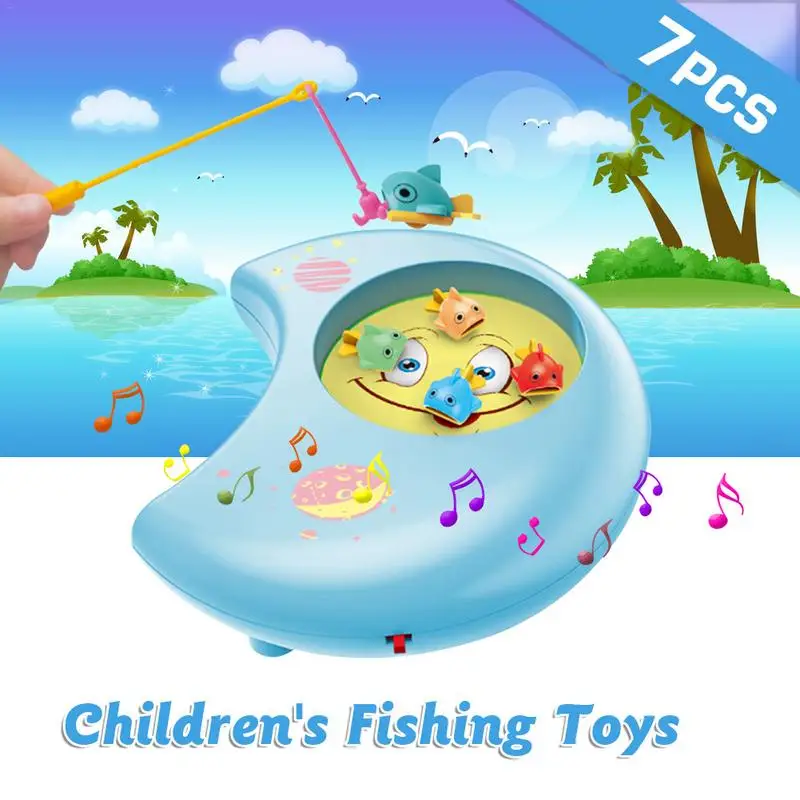 Children's Fishing Toy 7Pcs Rod Electric Moon Music Light Puzzle Early Education Toys For Baby Gifts | Игрушки и хобби