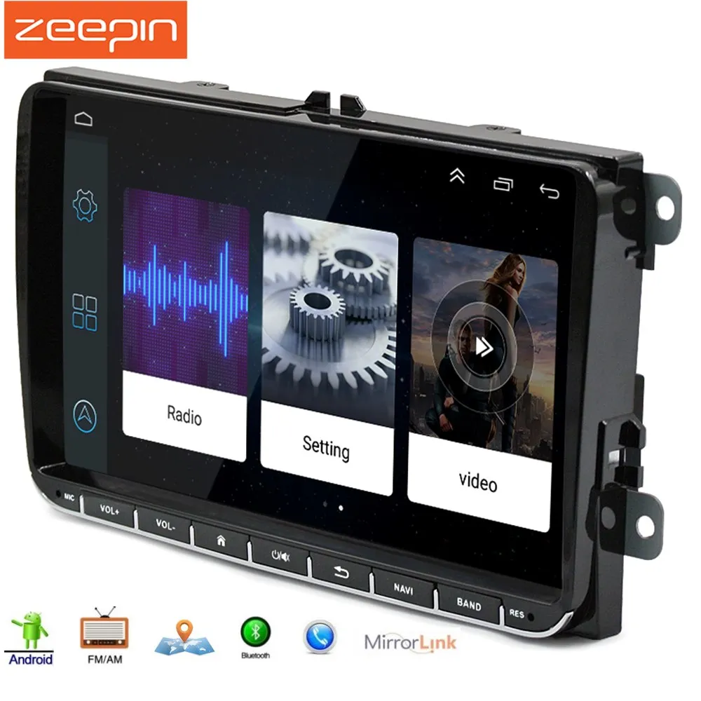 Zeepin Универсальный 9 дюймов Автомобильный dvd плеер Радио Android 6 0 2din сенсорный экран