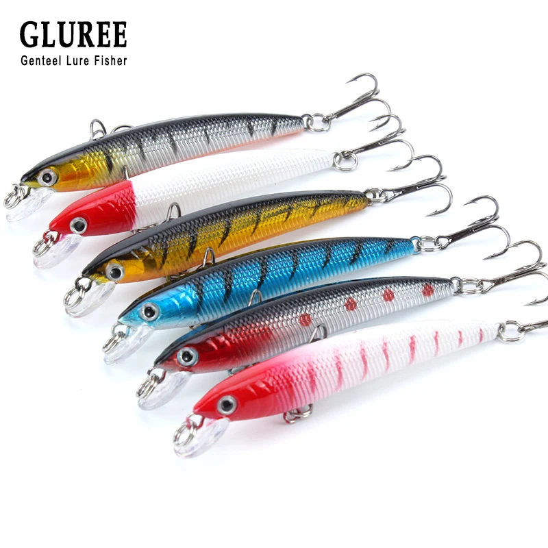 GLUREE 8cm 4g Fishing Lure 3D Fish Eye Artificial Baits Minnow Hard Lures Fake Bait Swimbait Crankbait Tackle 6 Color | Спорт и