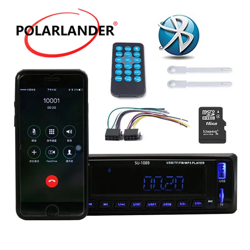 Автомобильный радиоприемник BT/FM/USB/SD 1Din MP3 поддержка громкой связи дисплей