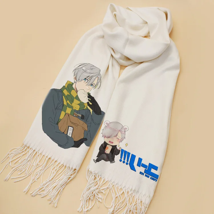 

Anime YURI!!! On ICE Viktor Scarf Cosplay Soft White Warm Cute Winter Scarf Shawl Fashion