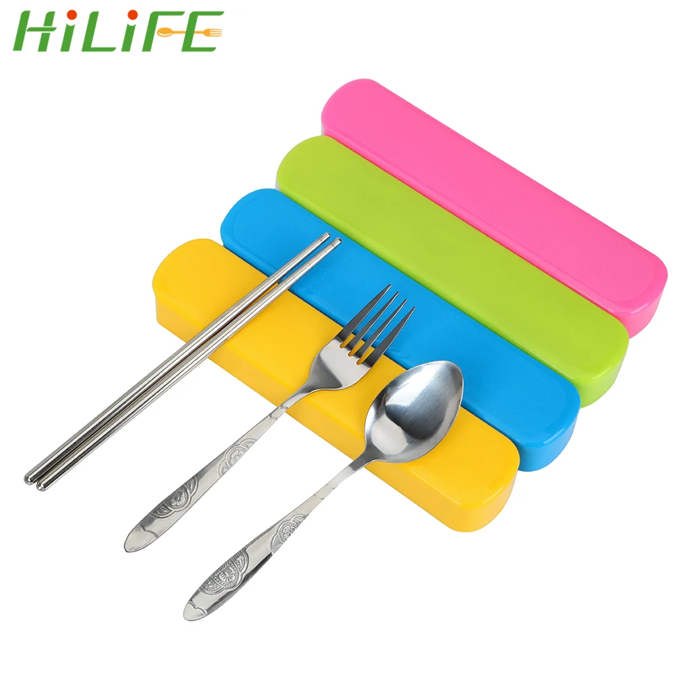 Портативные столовые приборы HILIFE 3 шт./компл. из нержавеющей стали|Столовые