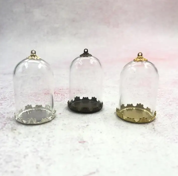 20 шт./лот 38x25 мм трубка банка стеклянный глобус Корона база бусины колпачок набор